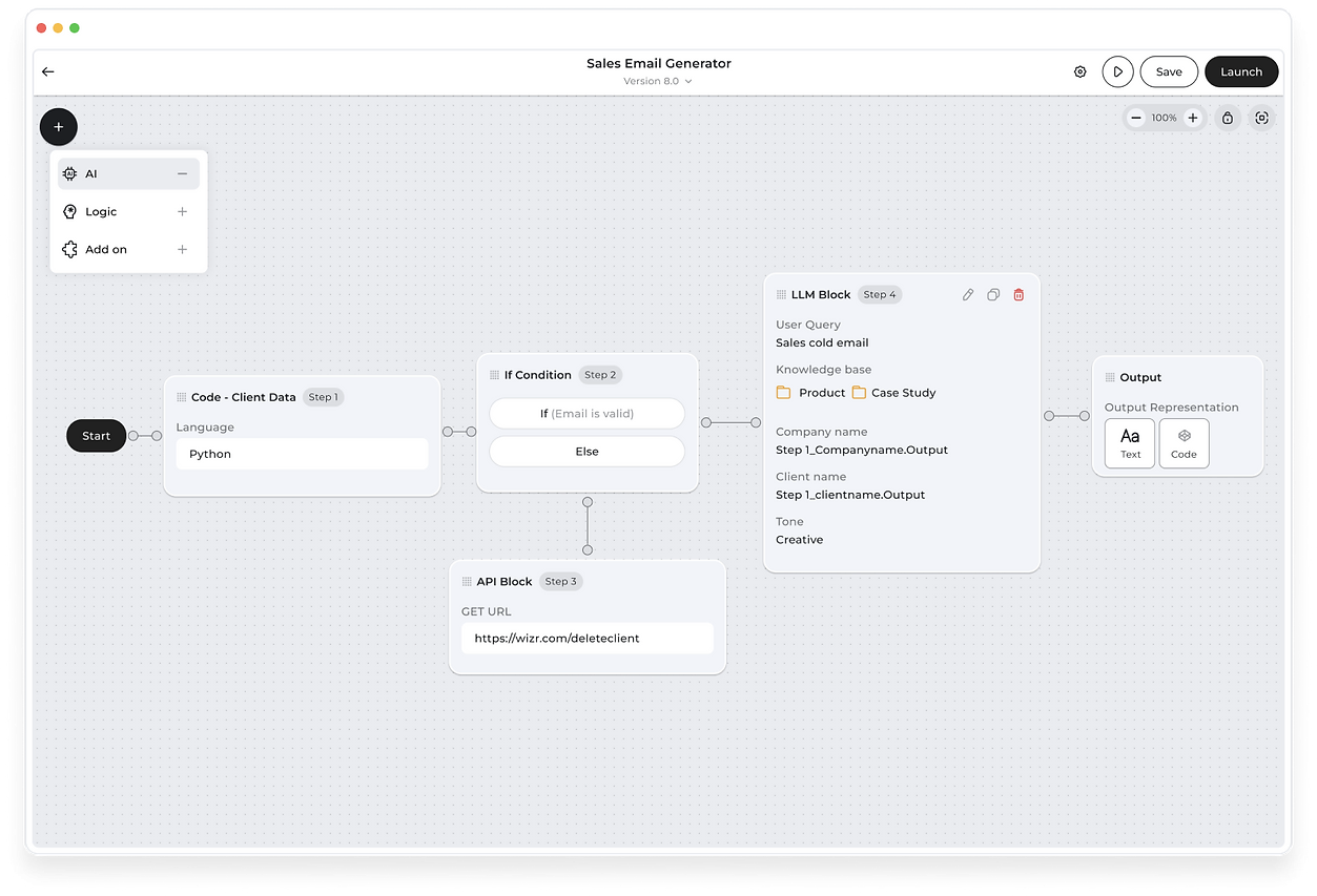 wizr AI studio - customer support automation