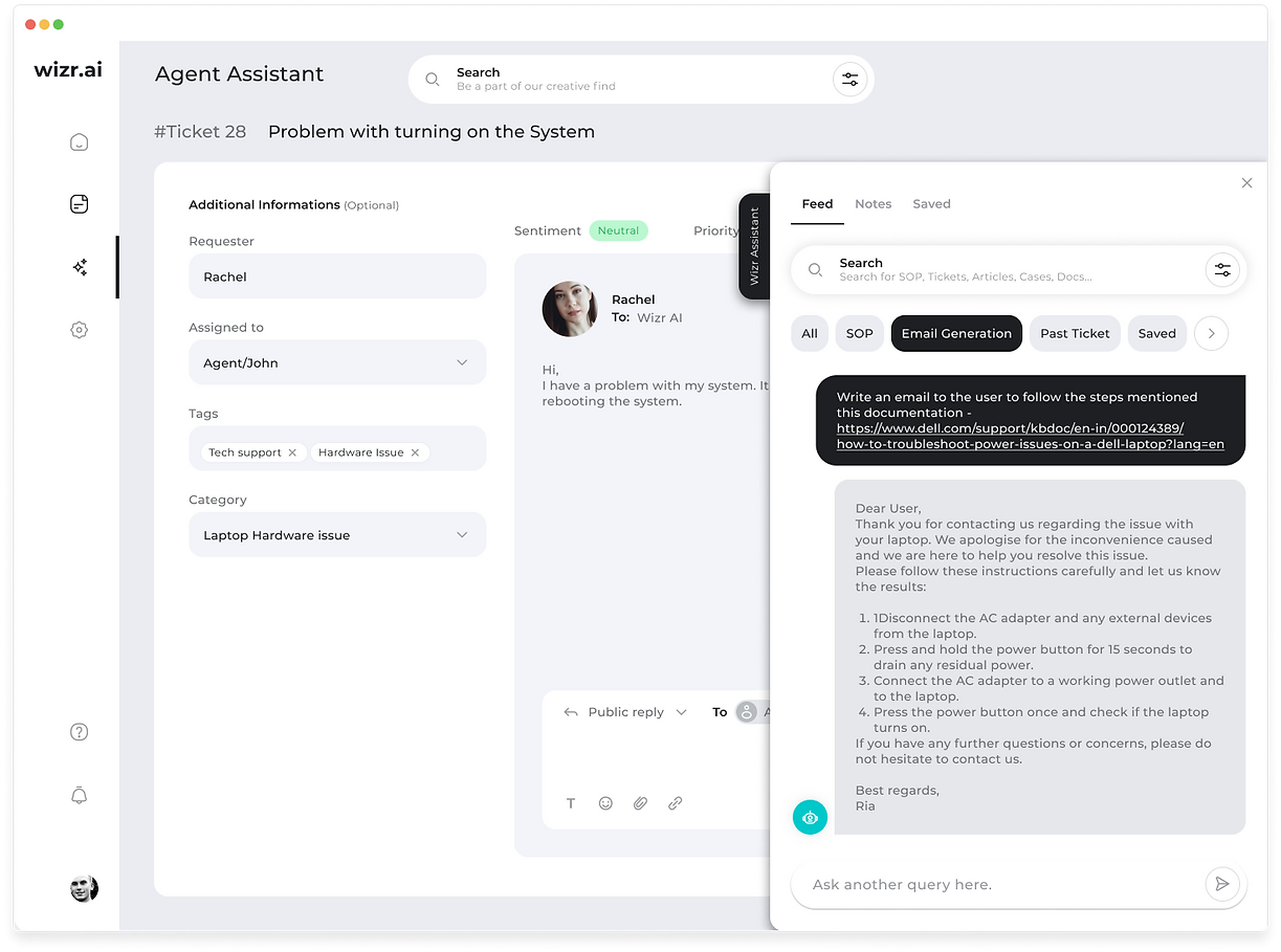 wizr AI Agent assistant ai - customer support automation